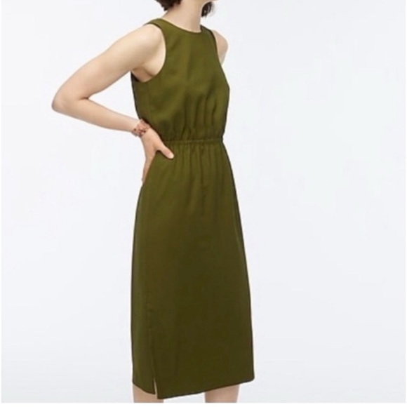 J.Crew sleeveless back button dress size 6 olive green - Picture 8 of 9